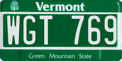 VT license plate WGT769