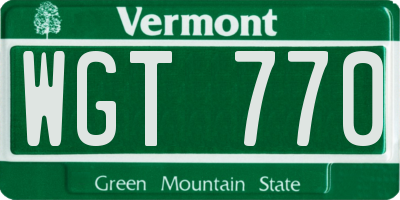 VT license plate WGT770