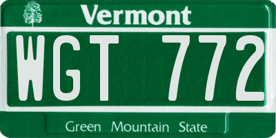 VT license plate WGT772