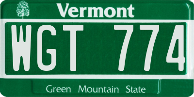VT license plate WGT774