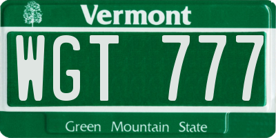 VT license plate WGT777