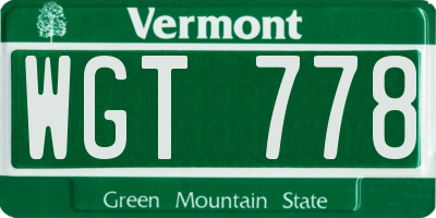 VT license plate WGT778