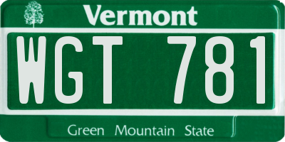 VT license plate WGT781
