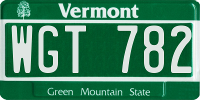 VT license plate WGT782