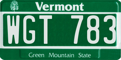VT license plate WGT783
