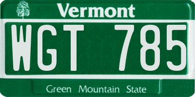 VT license plate WGT785