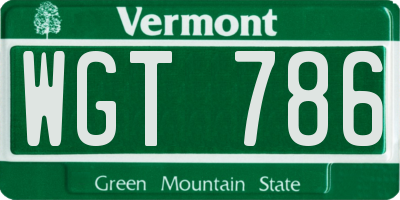 VT license plate WGT786
