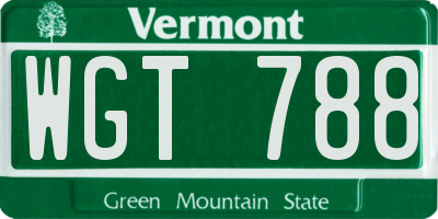 VT license plate WGT788