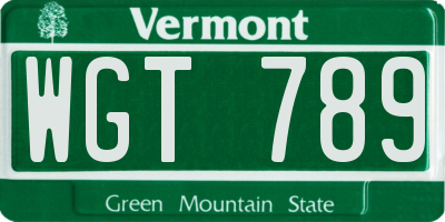 VT license plate WGT789
