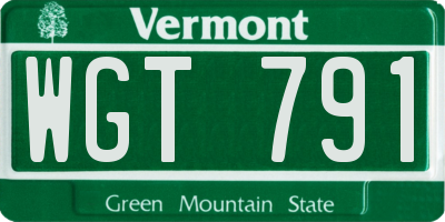 VT license plate WGT791
