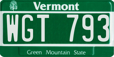 VT license plate WGT793