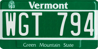 VT license plate WGT794