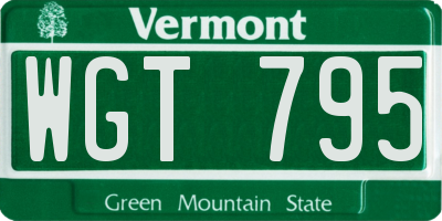 VT license plate WGT795