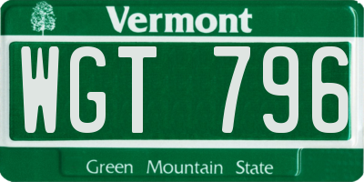 VT license plate WGT796