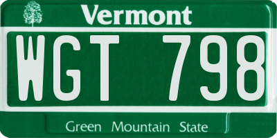 VT license plate WGT798
