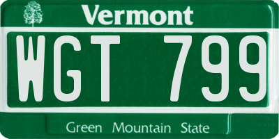 VT license plate WGT799