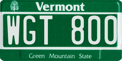 VT license plate WGT800