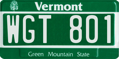 VT license plate WGT801