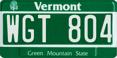 VT license plate WGT804