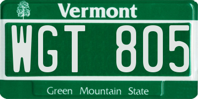 VT license plate WGT805