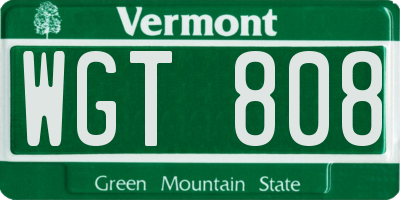 VT license plate WGT808