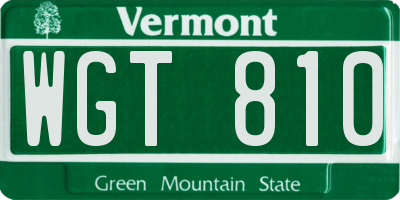 VT license plate WGT810