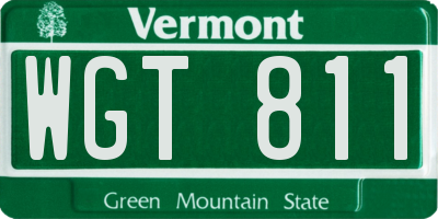 VT license plate WGT811