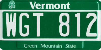 VT license plate WGT812