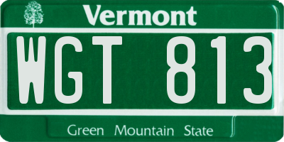 VT license plate WGT813
