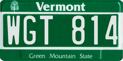 VT license plate WGT814