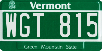 VT license plate WGT815