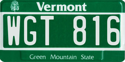 VT license plate WGT816