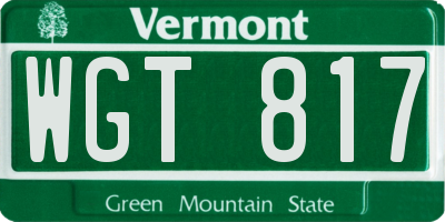 VT license plate WGT817