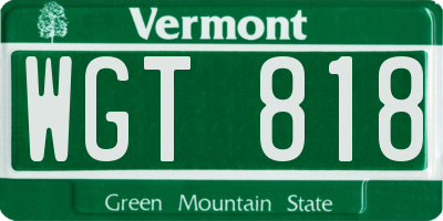 VT license plate WGT818