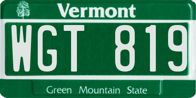 VT license plate WGT819