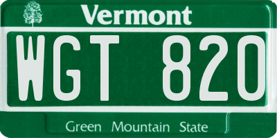 VT license plate WGT820