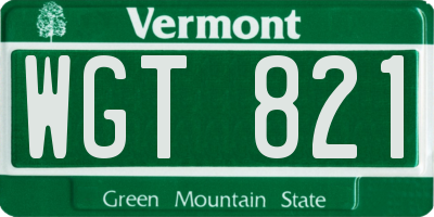 VT license plate WGT821
