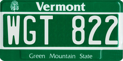VT license plate WGT822
