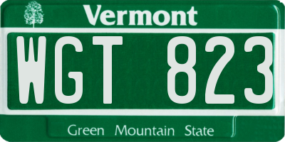 VT license plate WGT823