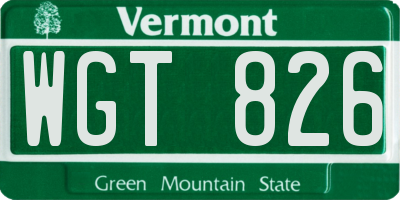 VT license plate WGT826