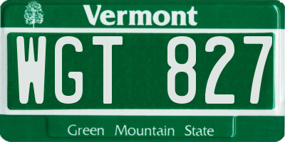 VT license plate WGT827