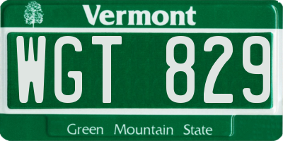 VT license plate WGT829