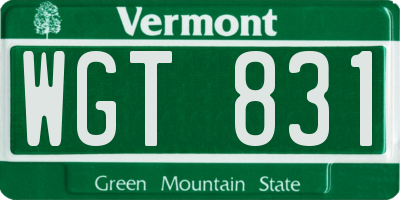 VT license plate WGT831