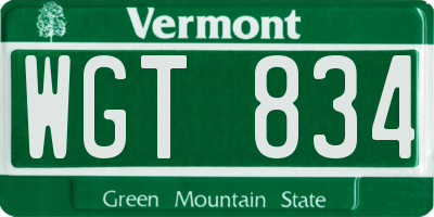 VT license plate WGT834