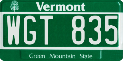 VT license plate WGT835