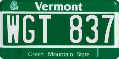 VT license plate WGT837