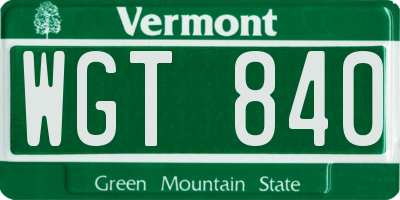 VT license plate WGT840