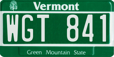 VT license plate WGT841