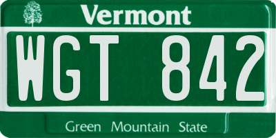 VT license plate WGT842