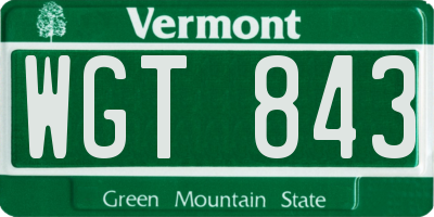 VT license plate WGT843